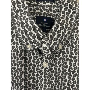 Ben‎ Sherman Men's L Long Sleeve Button Down Shirt Paisley Black & White